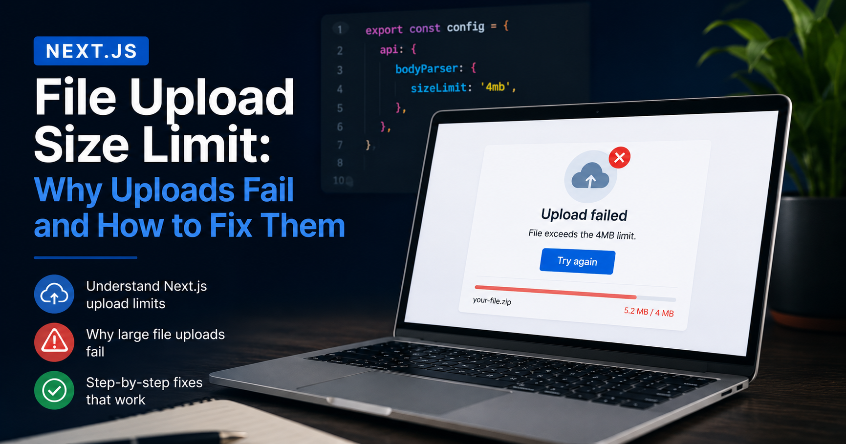 Next.js File Upload Size Limit: Why Uploads Fail and How to Fix Them